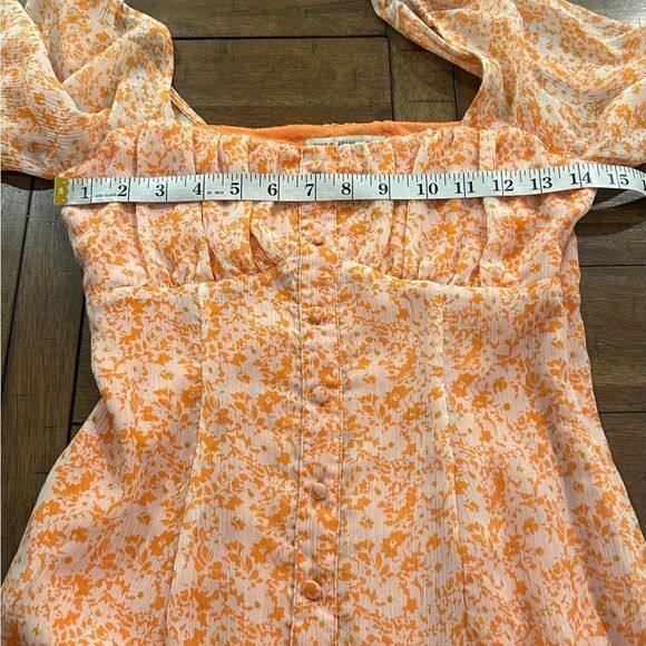 The East Order Orange White Peaches Bohemian Mini Dress Size XS - Picture 9 of 16